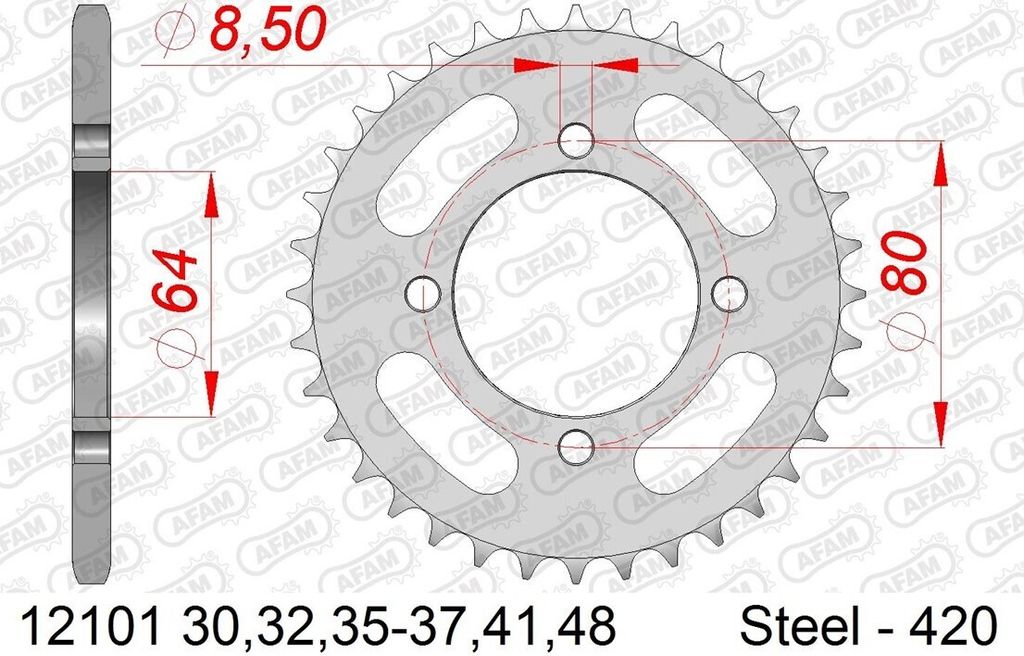 AFAM Standard Stahlritzel hinten 12101 - 420