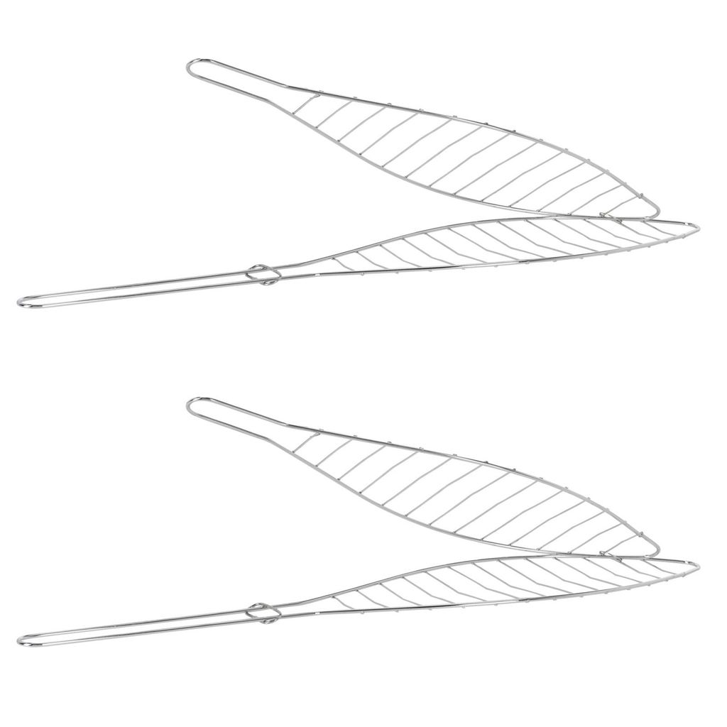 2x Edelstahl BBQ Fischbräter 42 x 9 cm Fischgriller Produktbild 