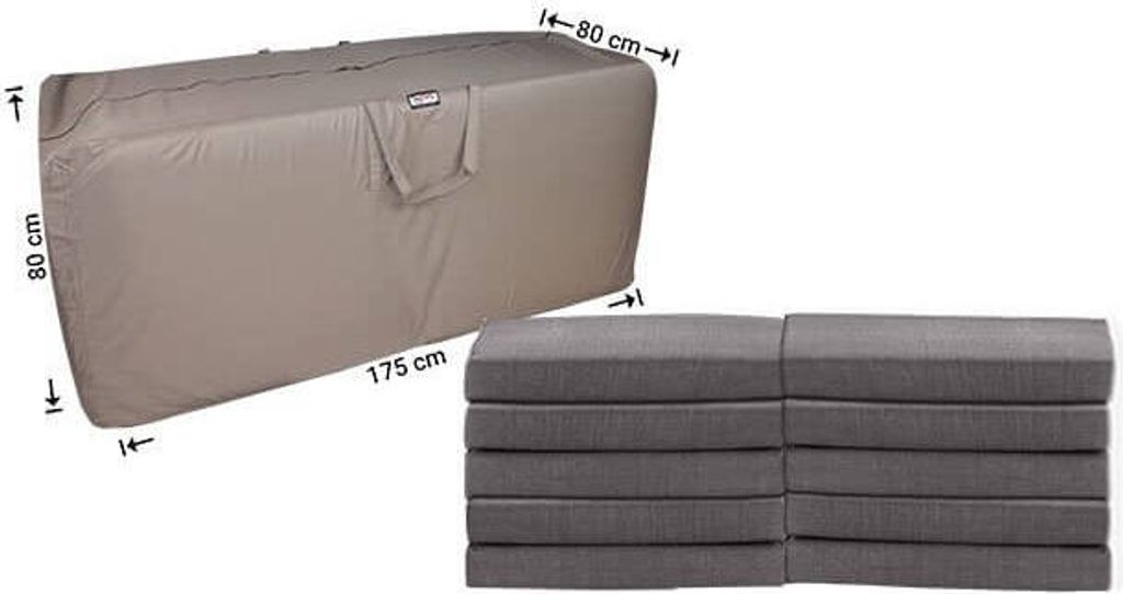 Raffles Covers Schutzhülle für Loungemöbel-Kissen 175 x 80 x 80 cm | Atmungsaktiv | Wasserdicht | UV-beständig | Doppelnähte | Handgriffe