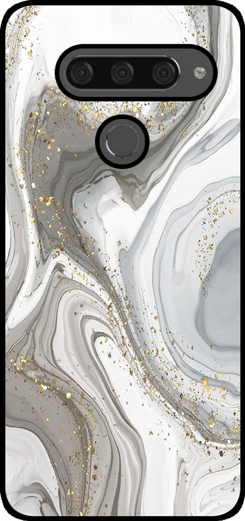 Smartphonica Custodia per telefono adatta a LG V40 con stampa in marmo - Custodia posteriore in TPU con design in marmo - Argento