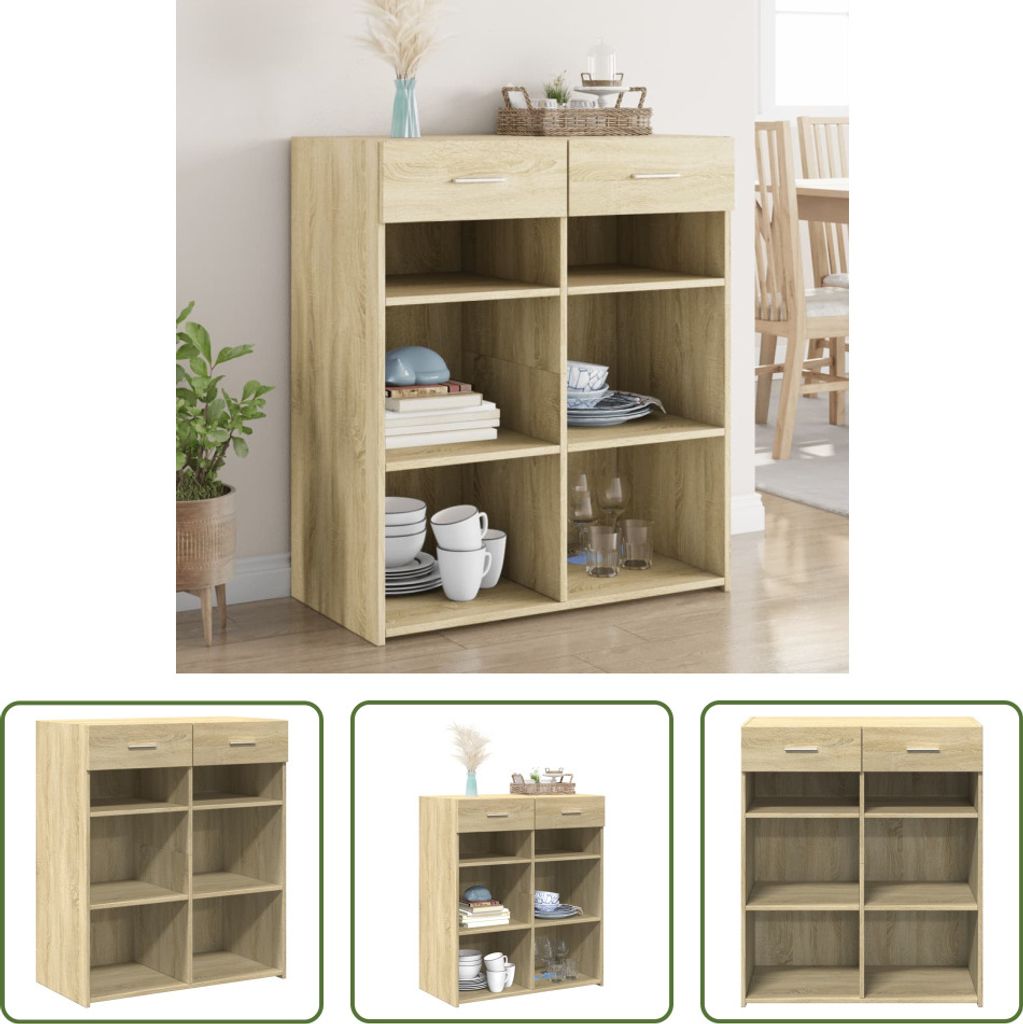 The Living Store Sideboard Sonoma-Eiche 80x42,5x93 cm Produktbild 