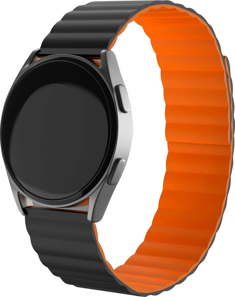 Strap-it Huawei Watch GT Magnetisches Armband Silikon (Schwarz/Orange)