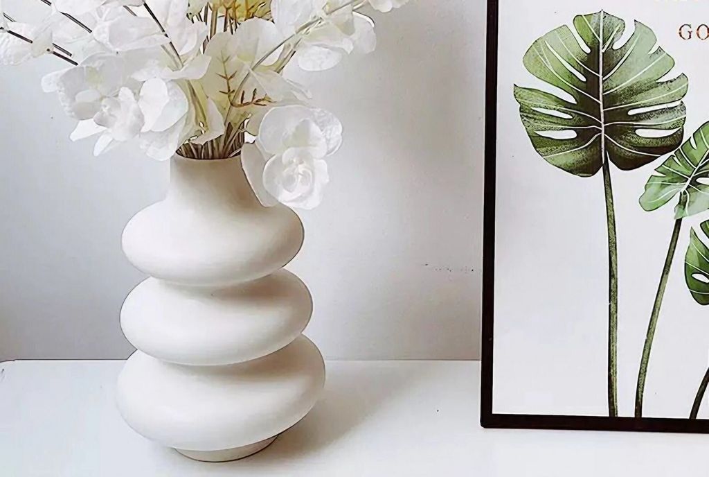 Evila Originals, CY0079, Vase, Creme, 100 % KERAMIK, 8 x 8 x 20 cm