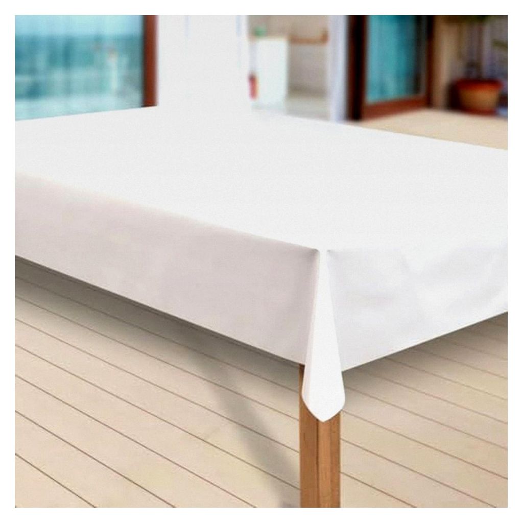 Wachstuch-Tischdecke Abwaschbar Garten-Tischdecke PVC Plastik-Tischdecken Eckig Wasserabweisend, Muster: Uni weiß, Größe: 80x80 cm