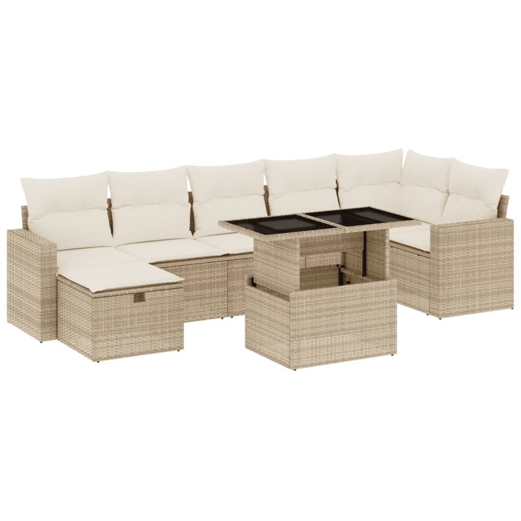 "2026 MODERNE" 8-tlg. Garten-Lounge-Set - elegantes Design - Sitzgruppe/Gartengarnitur - mit Kissen Beige Poly Rattan - Terassenmöbel NeuMöbel642557