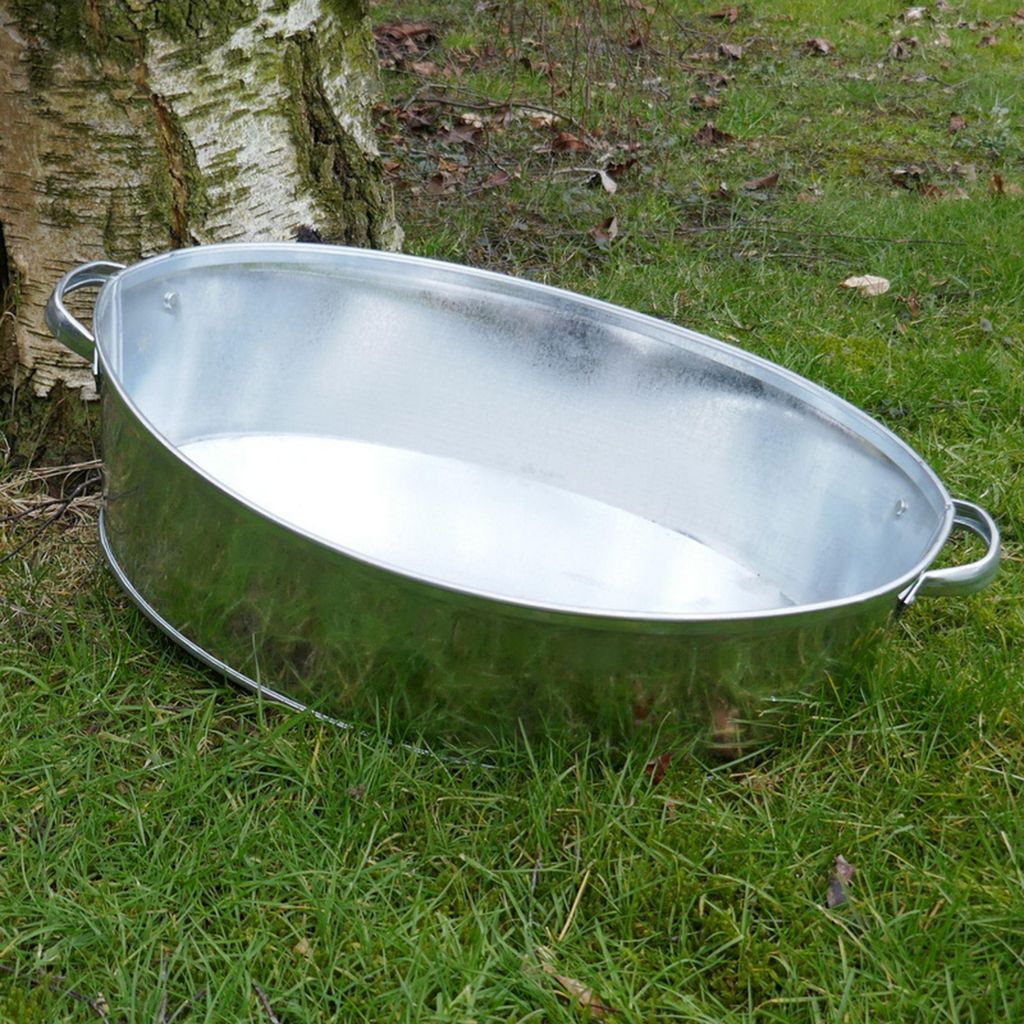 Zinkwanne oval 20 Liter – Wasserdichter Miniteich, Pflanzschale & Getränkekühler – Verzinkt, 56/62 cm