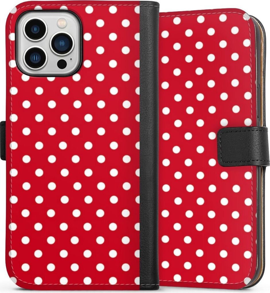 DeinDesign Klapphülle für Apple iPhone 13 Pro Max Handytasche Lederhülle Tasche Polka Dots Punkte Retro