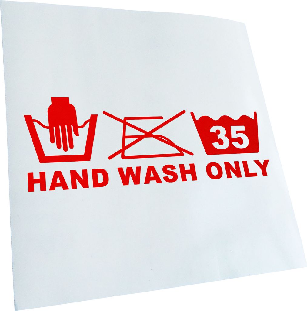 Kiwistar - Autoaufkleber - Hand Wash Only - Rot - 40x14cm - Aufkleber für Auto, Laptop, Fahrrad, LKW, Motorrad mehrfarbig JDM Decal Racing