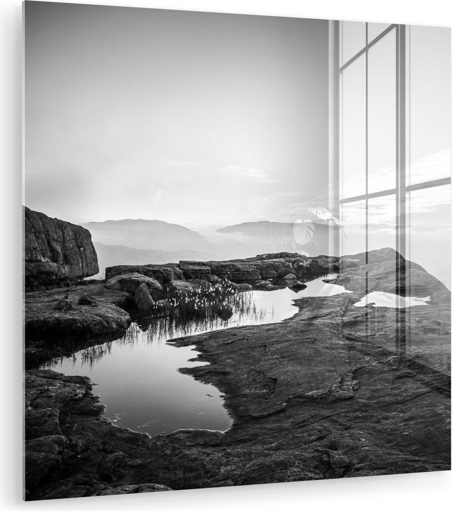 MuchoWow Glasbilder - Bilder auf Wandbild - Foto auf Glas Naturfoto schwarz-weiß 90x90 cm Wanddekoration aus Glas - Acrylglasbild - Acrylbilder - ...