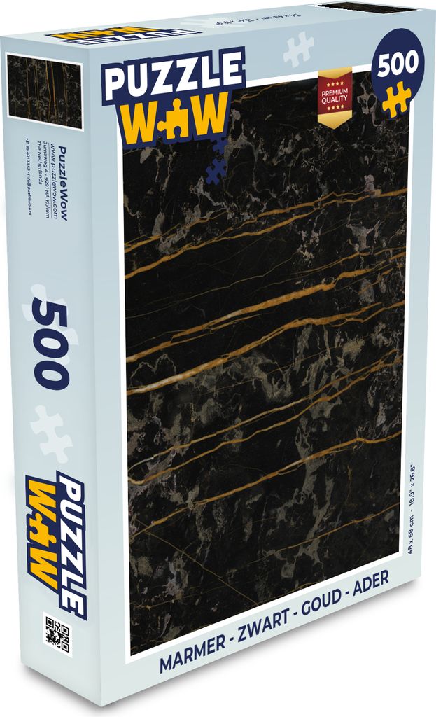 MuchoWow Puzzle 500 Teile Marmor - Schwarz - Gold - Ader - Denken - Spiel - Toy