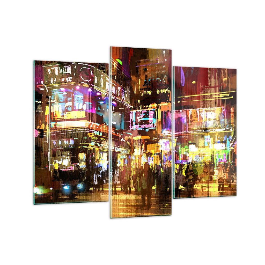 Bilder auf glas - Street Lichter Nacht Illustration - 130x100cm - Glasbilder - Wandbilder - Kunstdruck - Wanddekoration aus Glas - Glas Bilder - Wa...