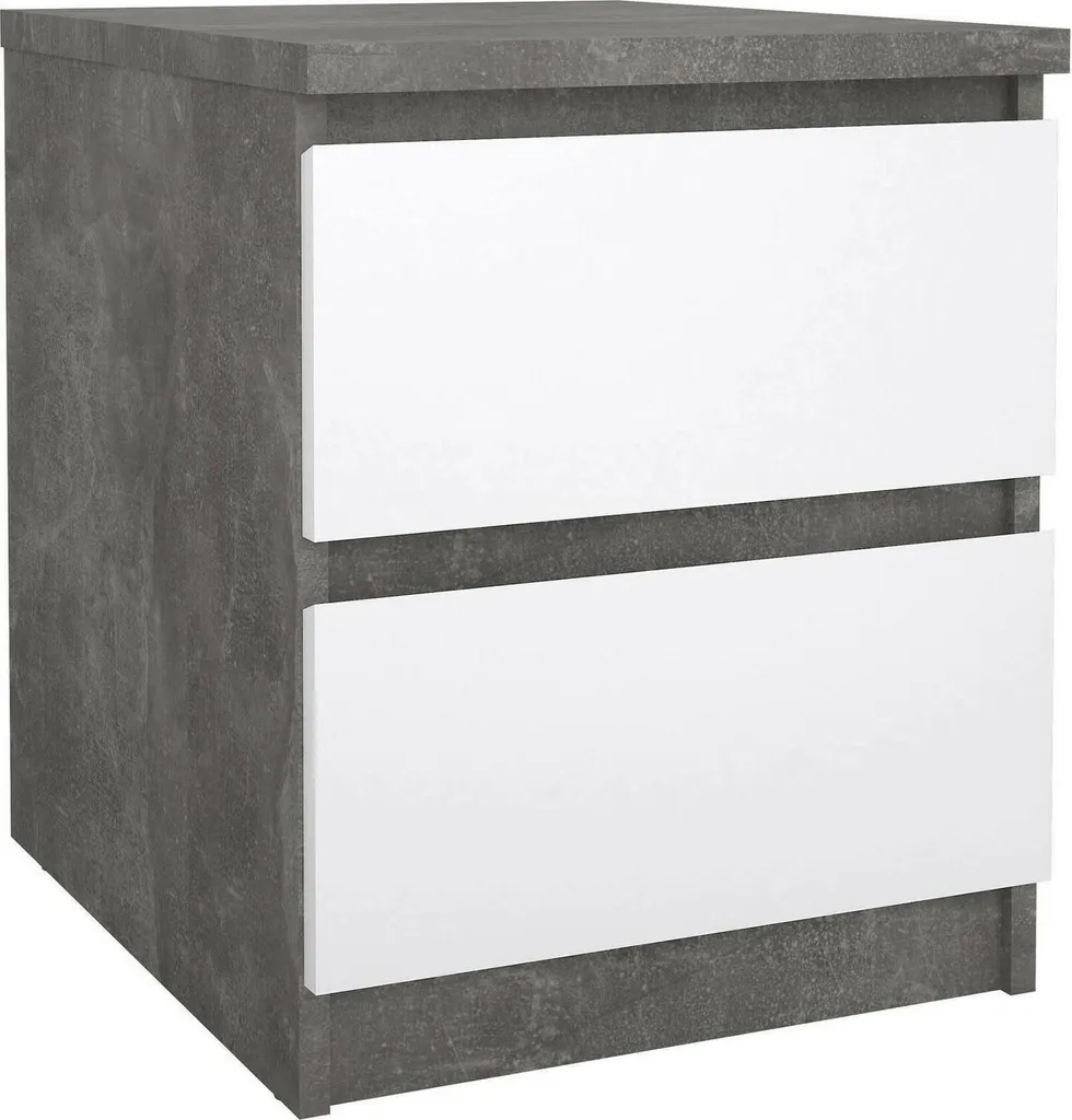Table de chevet Gris Ciment Azar : Meuble de Chambre à 2 Tiroirs Chics