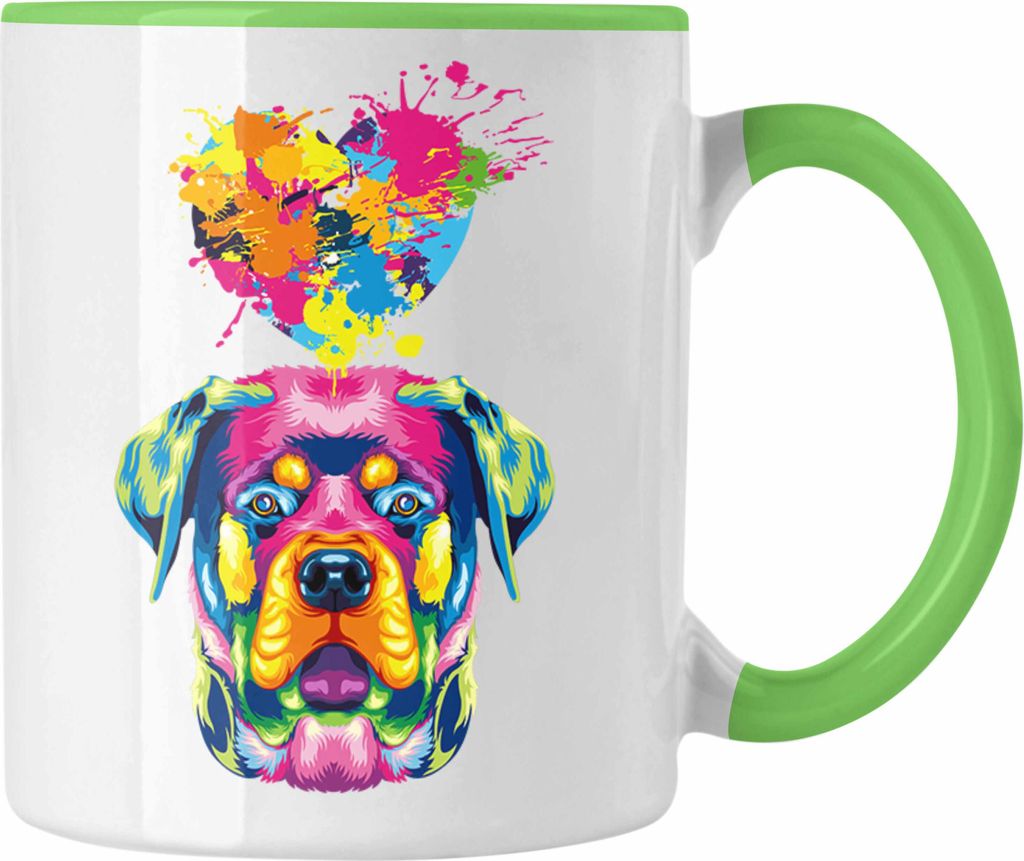 Trendation - Rottweiler Herz Farbe Besitzer Tasse Geschenk Lustiger Spruch Geschenkidee Rottweiler Liebhaber (Grün)