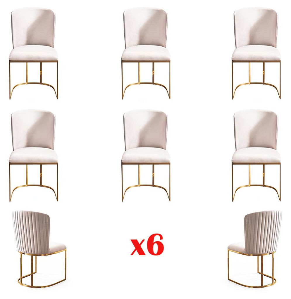Esszimmerstuhl Designer Stühle Esszimmer Lehn Neu Set 6x Stoff Massivholz Stuhl