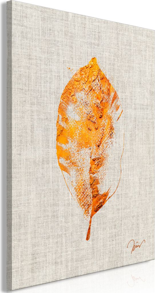 Vliesstoff Leinwandbild - Golden Flora (1 Part) Vertical 80x120 cm Blätter b-A-0535-b-a