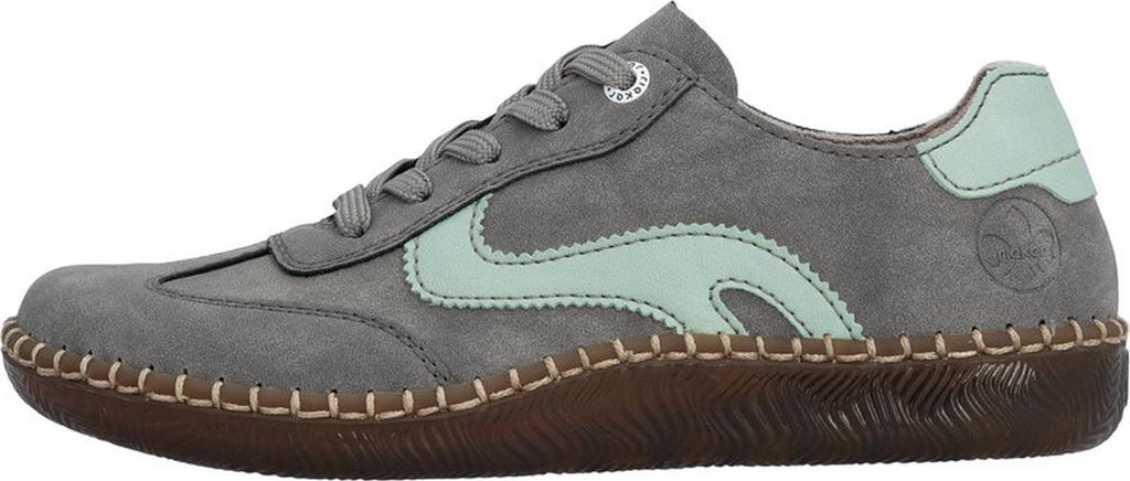 Rieker Damen Sneaker Schnürschuh extra weit mit herausnehmbarer Innensohle N2400, Größe:41 EU, Farbe:Grau