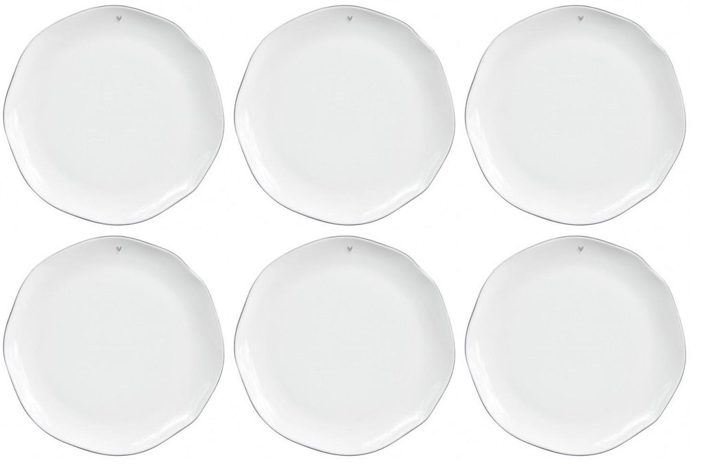 6er Set Speiseteller, Essteller KLEINES HERZ grau D. 27cm Produktbild 