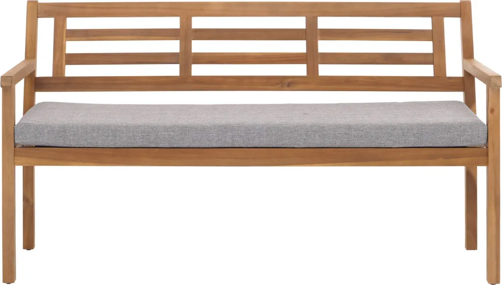 Banc de jardin HWC-N47 en bois massif d'acacia avec coussin gris MVG - 5