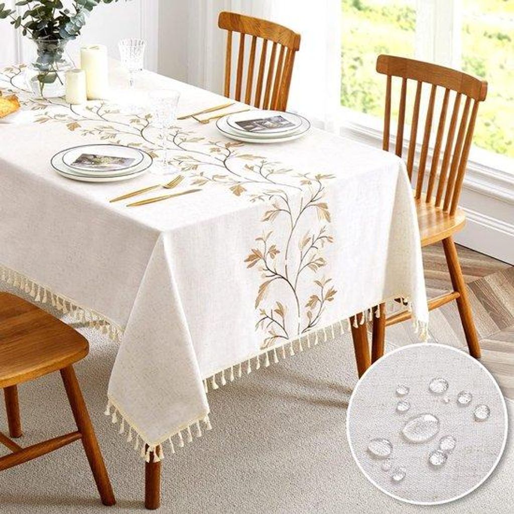 Famanu Tischdecke mit Stickerei, wasserabweisend und stilvoll - 55 x 70 Zoll