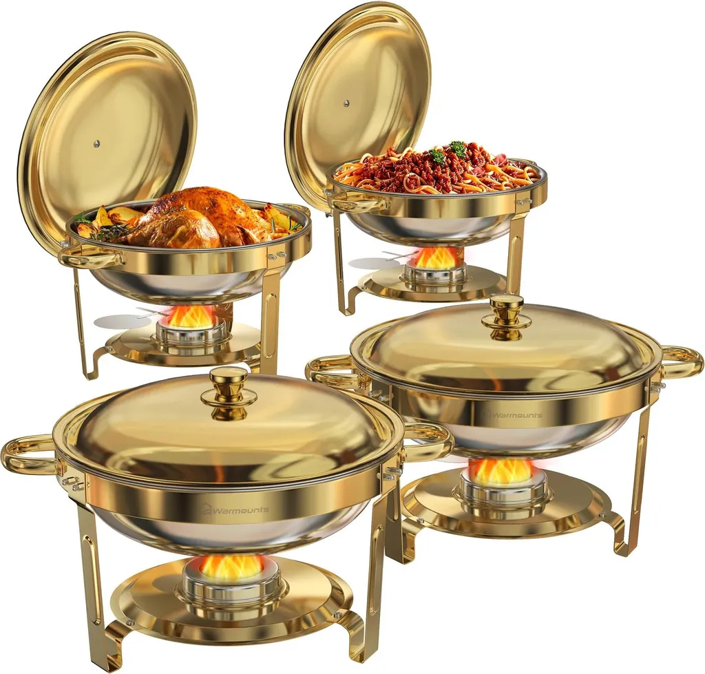 Chafing Dish Inox Argenté 4,7L - Lot de 4 Chauffe-Plats Haute Qualité