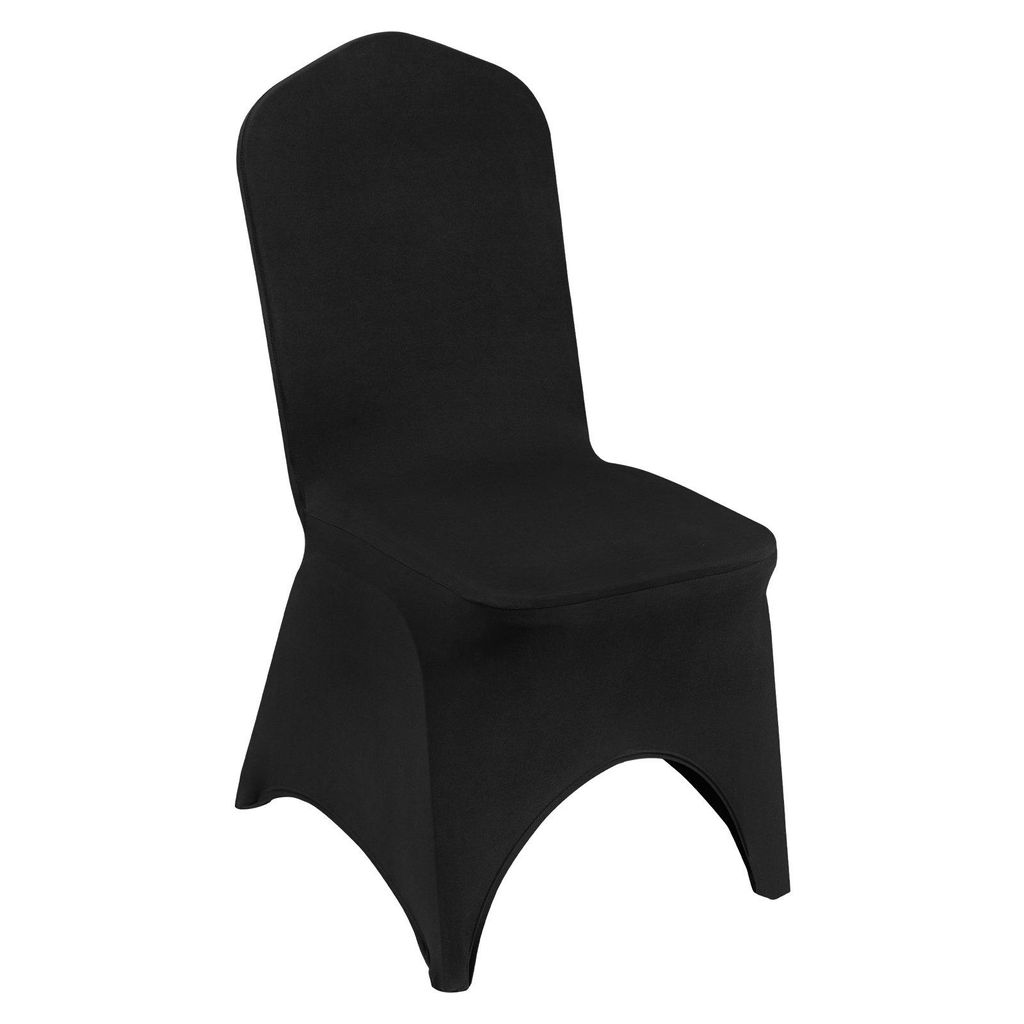 50 Stück schwarze Stuhlhussen aus Polyester-Elasthan – Elegante Partydekoration – Schlicht, feierlich und leicht zu reinigen