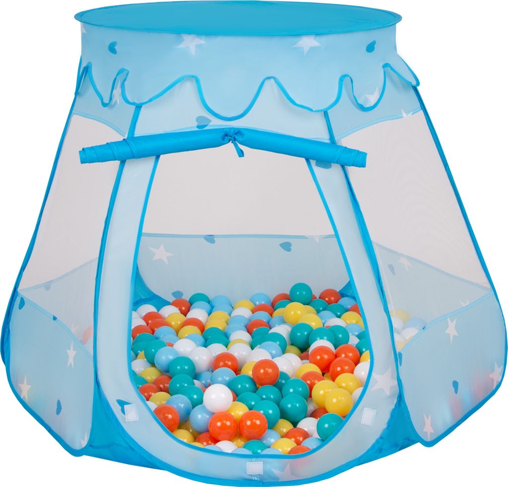 Selonis Spielzelt Kinder 105x90cm mit 200 Bunte bälle ∅6cm - Zelt kinderzimmer Kinder spielzelt Bällebad zelt Babyzelt Höhle - Für Jungen - Blau