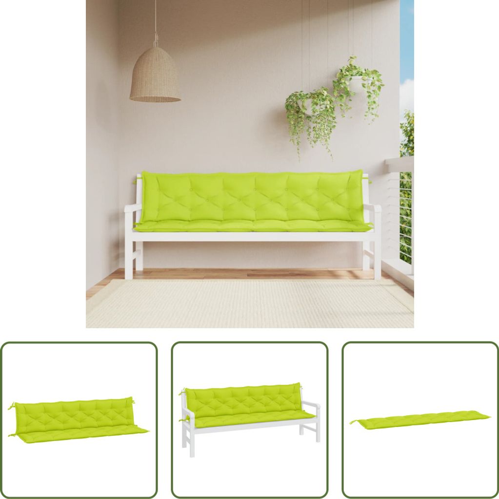 The Living Store Gartenbank-Auflagen 2 Stk. Hellgrün 200x50x7 cm Oxford-Gewebe