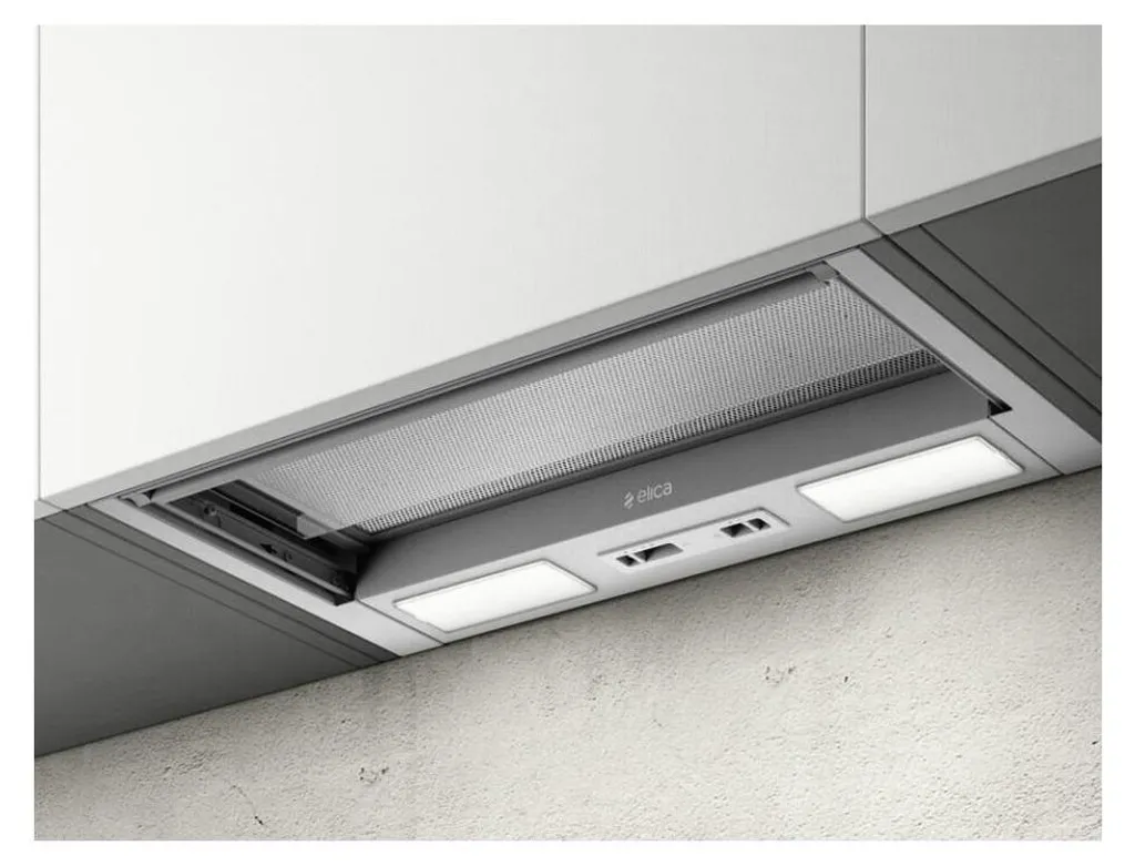 Hotte de cuisine encastrable 60cm Elica argent pour petits espaces