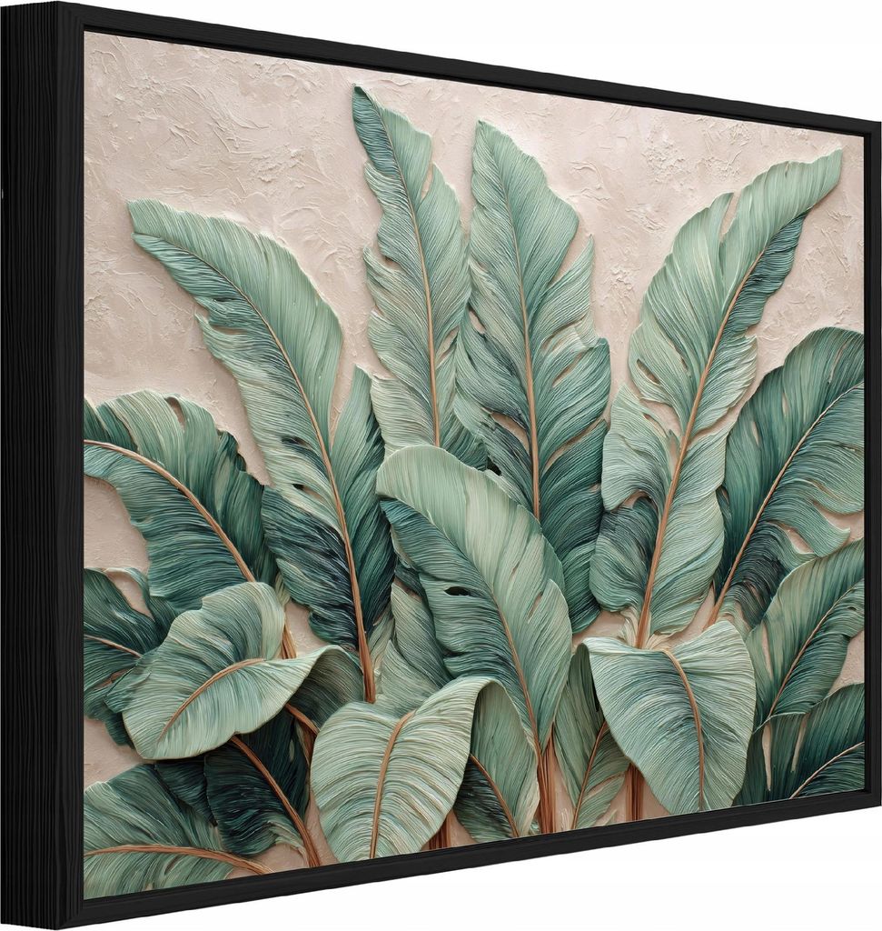 Bilder mit Rahmen Blätter Abstrakt 3D - 120x80 cm - Wandbilder Wohnzimmer Schlafzimmer - Leinwand Bilder mit Rahmen Grün - PPR16344O20