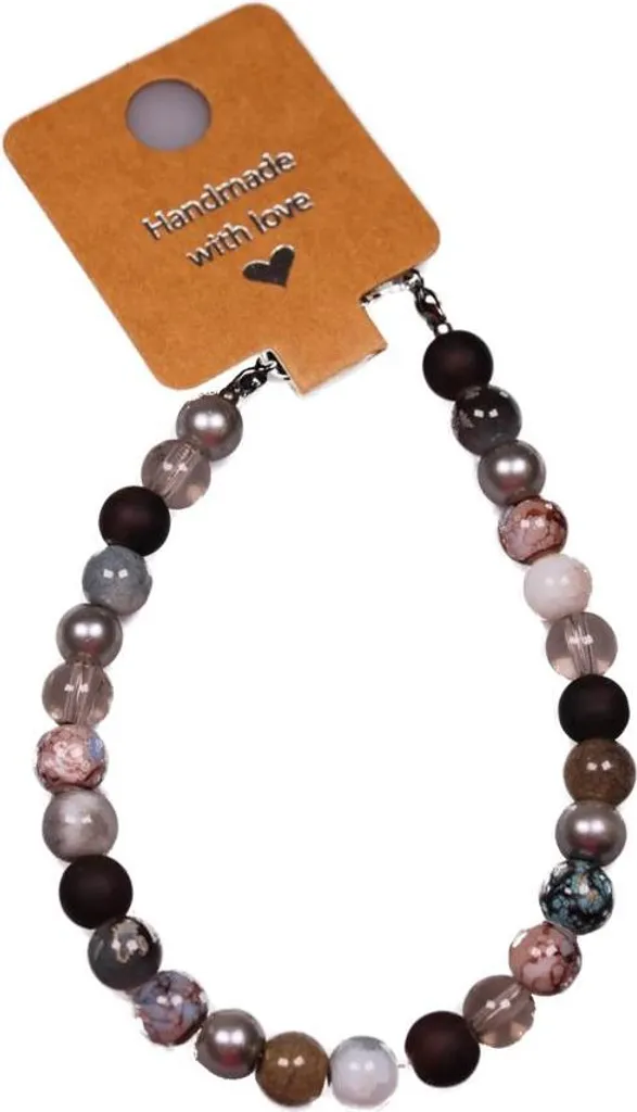 Offerta MerryDesign: Perline Vetro Grigio Nero Bianco per Caviglia