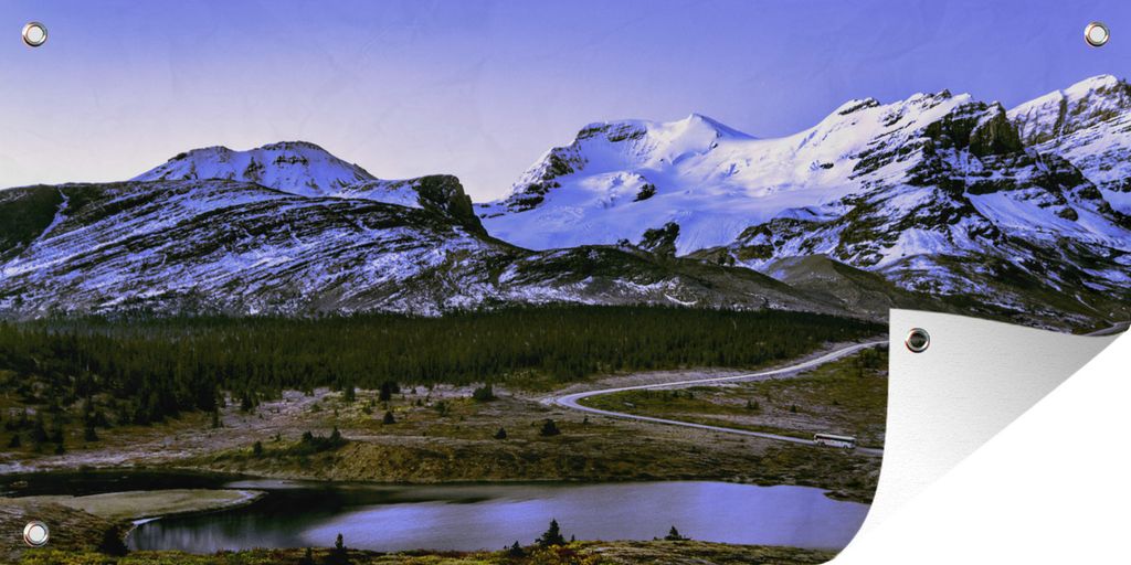 MuchoWow 60x30 cm Outdoor-Poster Gartendeko Sichtschutz Garten Poster für den Garten Mount Athabasca in der Nähe des Columbia-Eisfelds in Kanada
