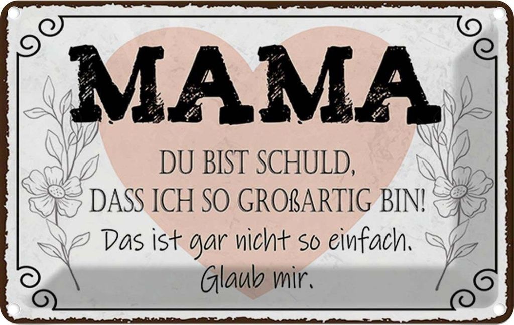 vianmo Blechschild 12x18 cm Mama du schuld ich so großartig Spruch Zitat