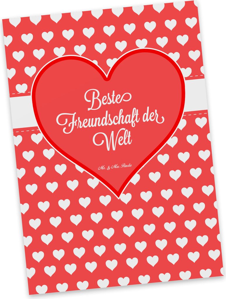Mr. & Mrs. Panda Postkarte Freundschaft - Geschenk, Freunde fürs Leben, Clique, best friends, einzelkarte, bildkarte, Postkarten, Kumpel, Ansichts...