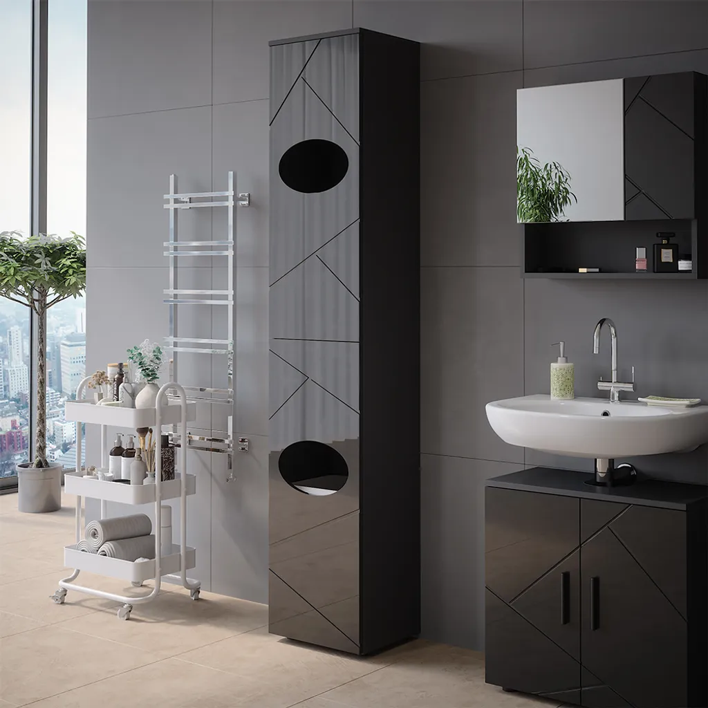 Offerta Armadio Bagno Vicco Irma Antracite Lucido | 37,2 x 192 cm - 4