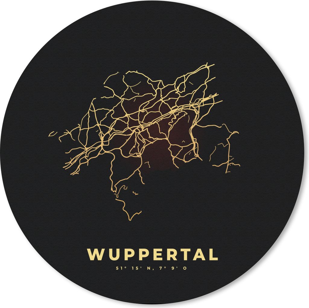 MuchoWow Mauspad Mousepad Wuppertal - Gold - Karte - Stadtplan 50x50 cm - Mousepads - Maus Mat - Pad - Mausunterlage - Vinyl