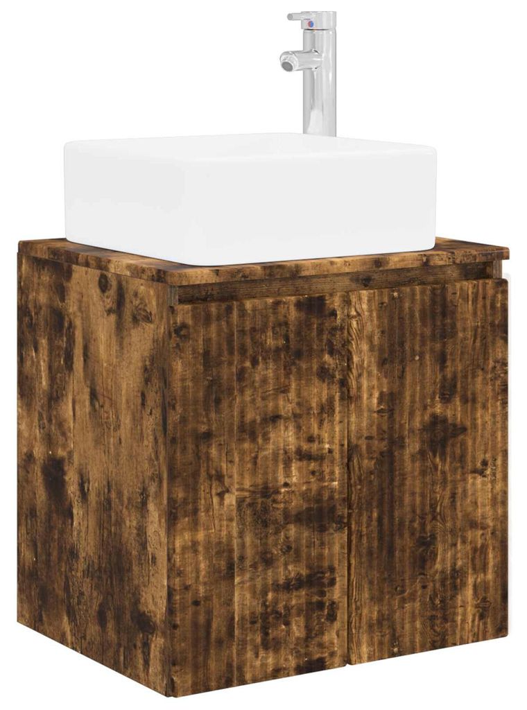 vidaXL Wandmontierte Waschtisch Geräucherte Eiche 53 x 35 x 63 cm