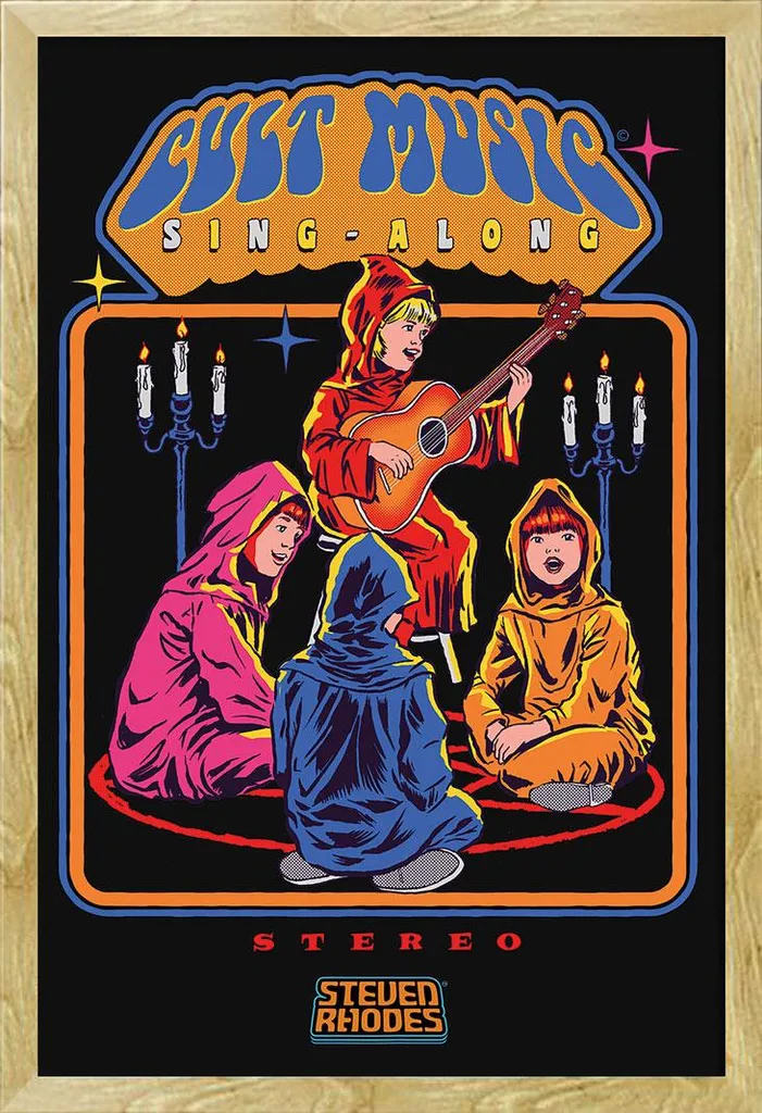 Poster Steven Rhodes Cult Music Sing-Along encadré vitre acrylique MDF