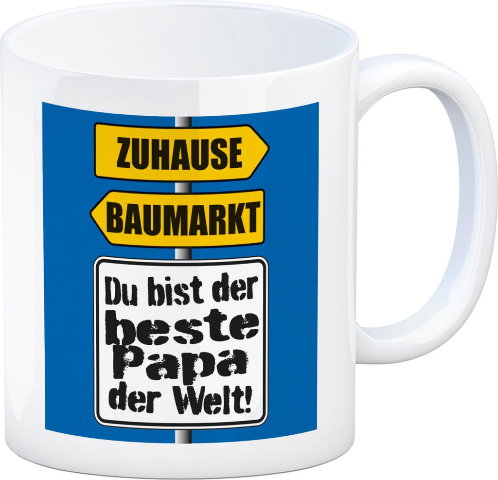 Der beste Papa der Welt Kaffeebecher mit Spruch im Baumarkt Produktbild 