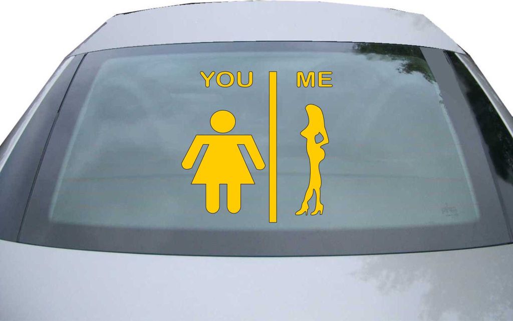 Indigos UG - Aufkleber Heckscheibe & Motorklappe DE6073 - gold - 600x600 mm - you me girl - Auto Scheiben Fenster Heckklappe Tuning Racing JDM - Di...