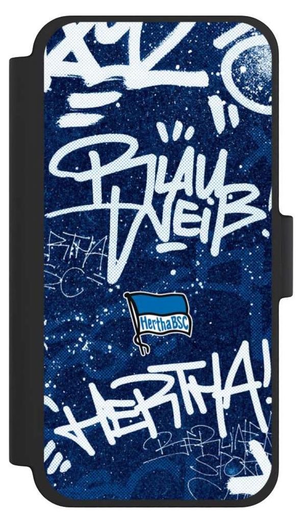 NIVOCASE Klapphülle für Apple iPhone 12 mini Handyhülle aus Kunst Leder NIVOflip schwarz Graffiti Hertha BSC Offizielles Lizenzprodukt
