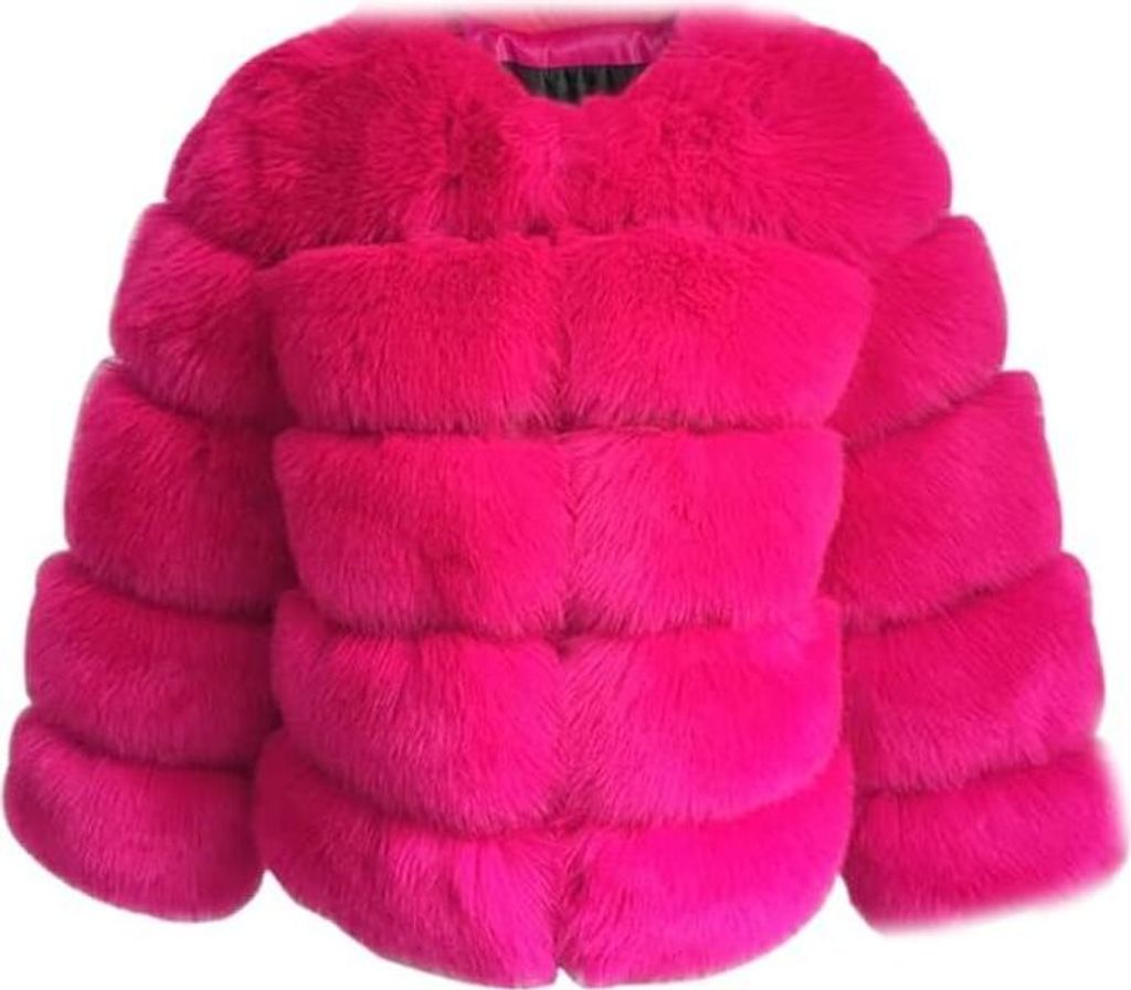 Damen Kunstpelz Mantel Kurzer Faux Pelz Winterjacke Kunstfell Oberbekleidung Einfarbig Dicker Parka Wintermantel, Damen , Rose, S