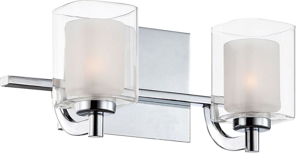 Badezimmerlampe Metall Glas G9 IP44 B: 33,1 cm Chrom poliert Weiß 2-flammig länglich 3000 K warmweiß 600 lm