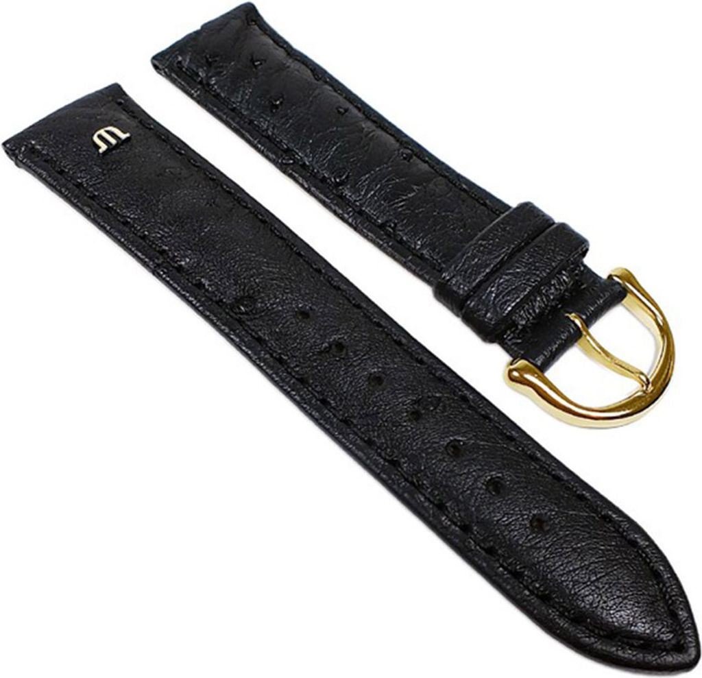 Maurice Lacroix Farmenstrauss XL | Uhrenarmband Leder Schwarz 30551, Stegbreite:20mm, Schließe:Gelbgolden