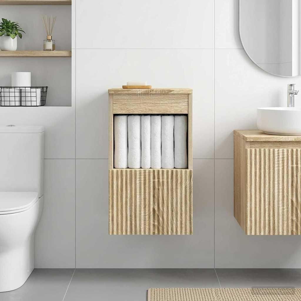 Möbel Badezimmerschrank Sonoma-Eiche 30 x 44,5 x 50 cm Holzwerkstoff - Badspiegel CC3053