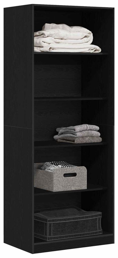 Kleiderschrank mit Regal Schwarz Eichen-Optik 80 x 50 x 200 cm
