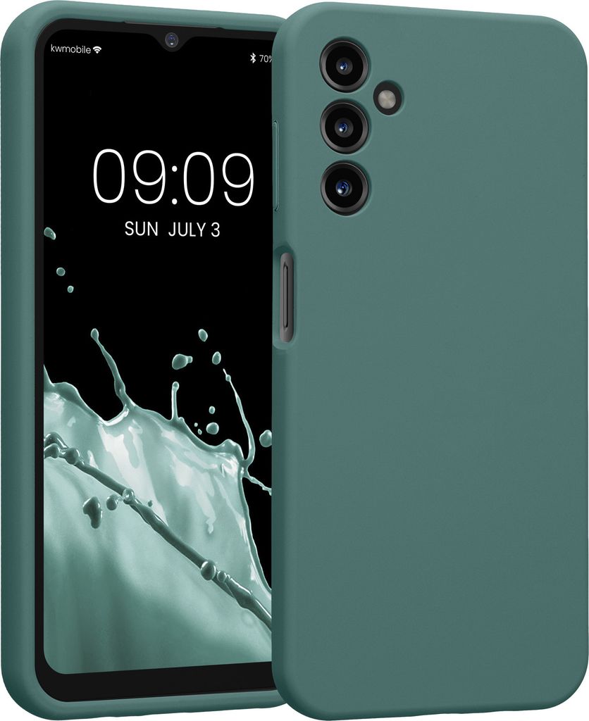 kwmobile Handyhülle kompatibel mit Samsung Galaxy A14 5G Hülle - gummierte Handy Case aus Silikon in Arctic Night