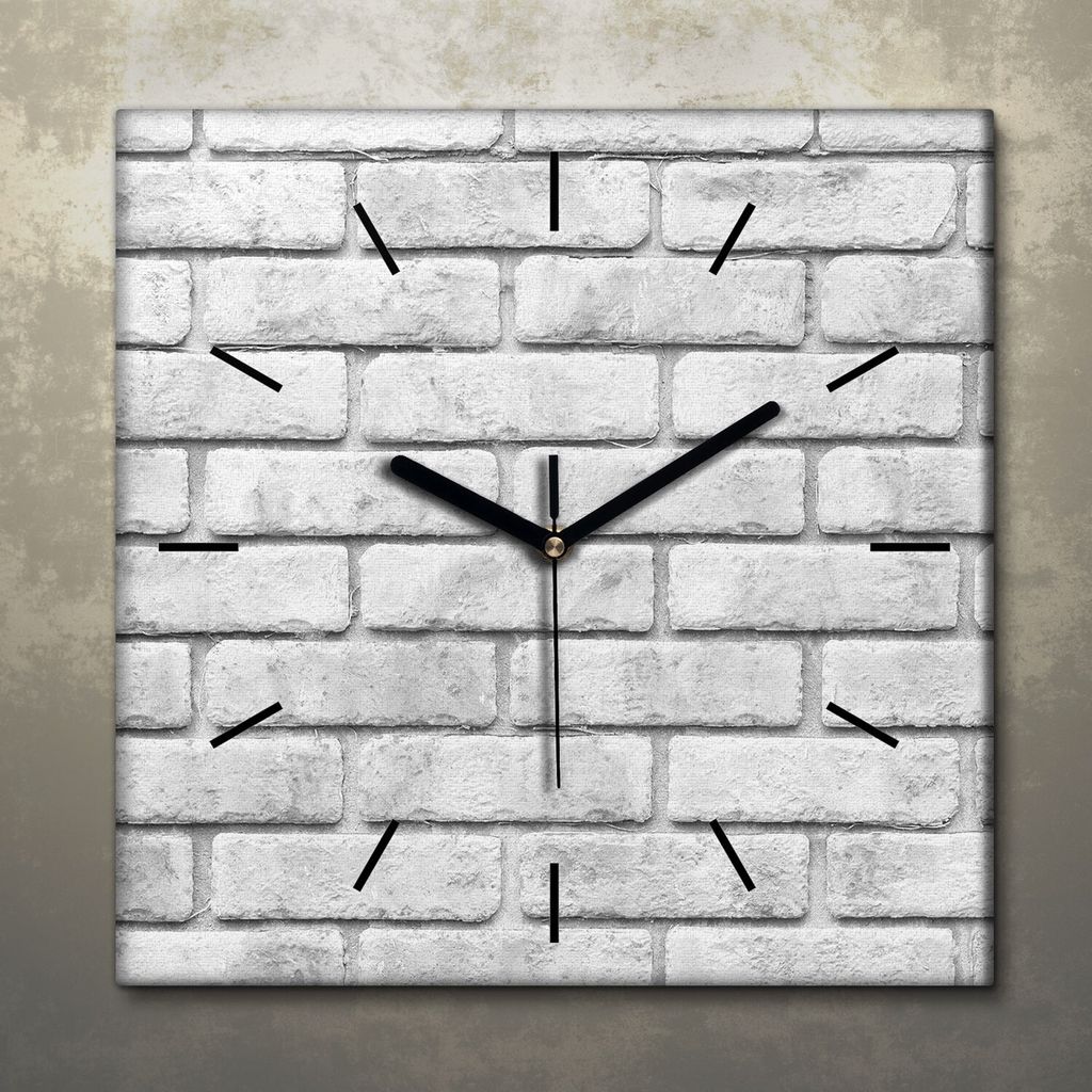 Wohnzimmer Leinwand Uhr Geräuschlos Küche 30x30 Ziegel, Motive, Wand, Textur, schwarze Zeiger