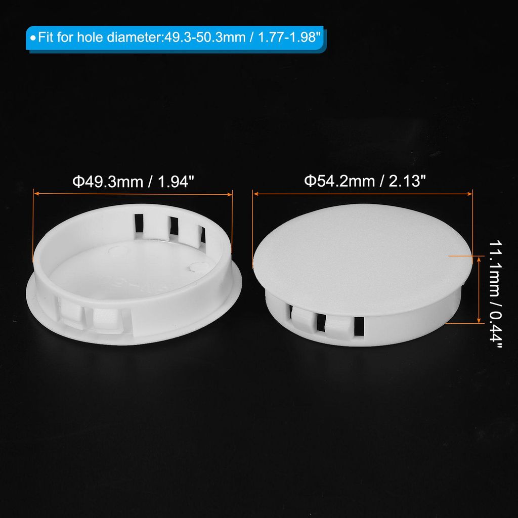 50mm (2") Plastik Loch Stecker 6Stk Flush Typ Rund Loch Stecker Abdeckung Einrasten in Verriegelung Loch Rohr fš¹r Tisch Kš¹che Schrank M?bel Wei?