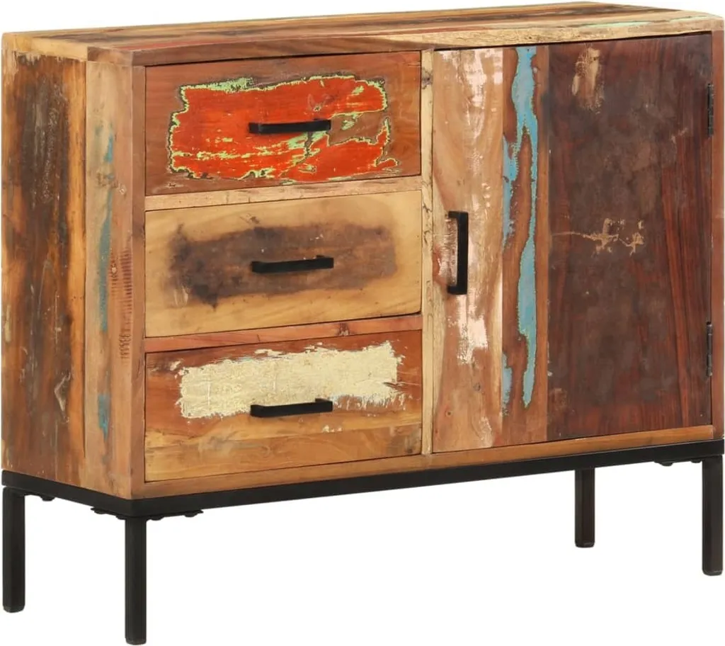 Buffet 88x30x73 cm Vieux Bois Massif Commodes 329248 Style Vintage
