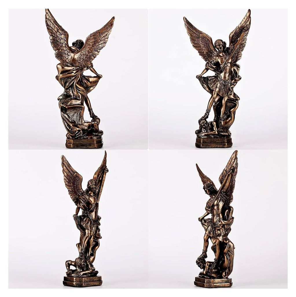 Erzengel Michael Statue in Bronzeoptik – Figur aus Kunstharz – Klassische Engelsfigur für Sammler und Dekoration